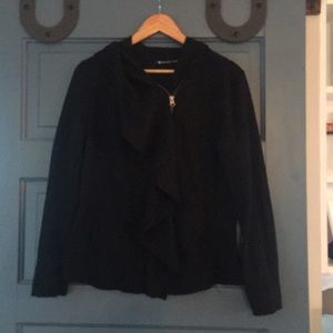 Black A Symmetrical Hooded Zip With Pockets